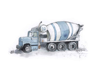 Thumbnail for Blue Gray Cement Mixer Print