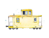 Thumbnail for Yellow Caboose Train Print (download)