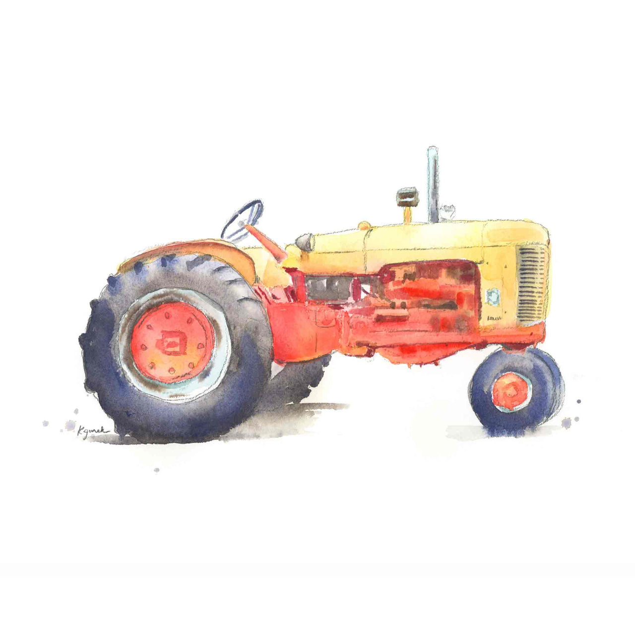 Red and Yellow Tractor Print (download)