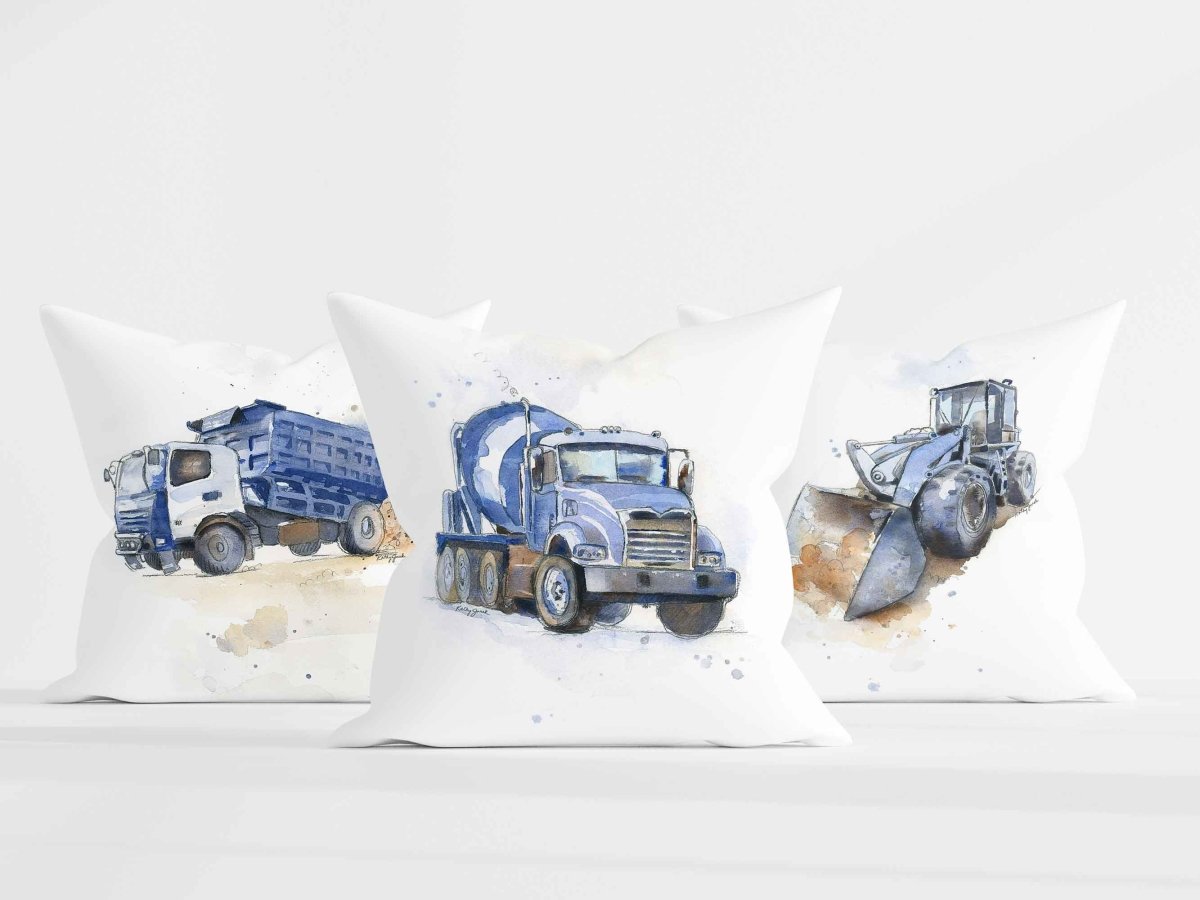 blue gray truck pillows for kids