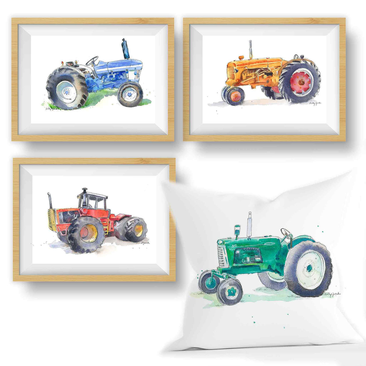 Tractor Prints Set + Tractor Pillow