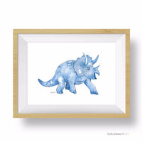Thumbnail for example of blue triceratops art print with a frame
