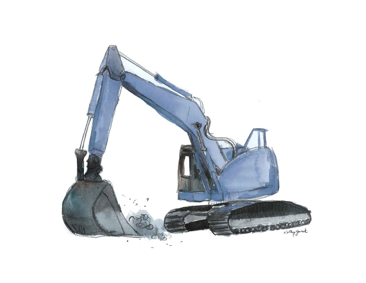 Blue Excavator Print (download)