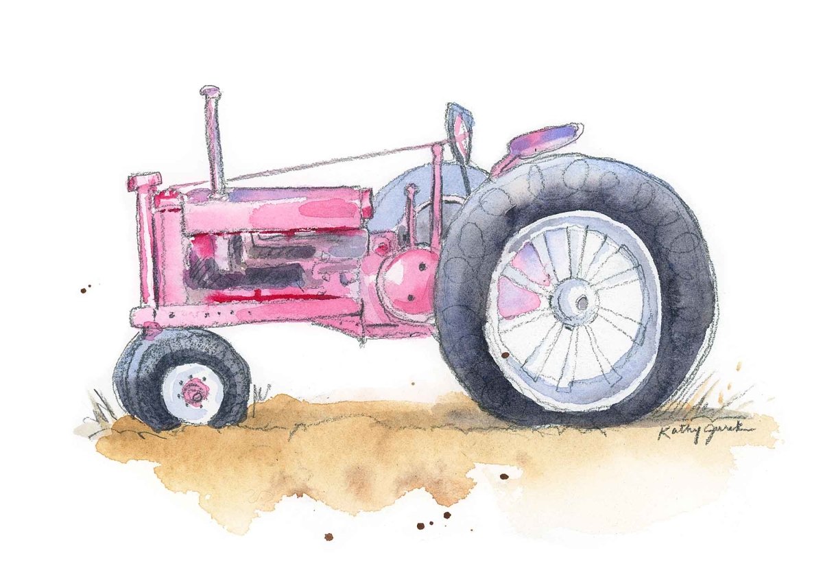 Pink Tractor Print