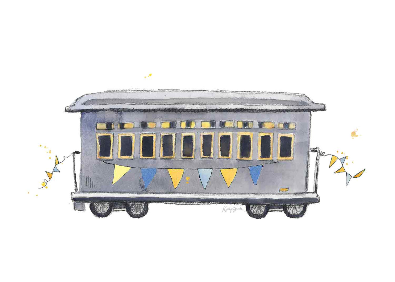 Blue and Yellow Rail Car Print (download)