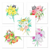 Thumbnail for cats and flowers greeting cards set for woman