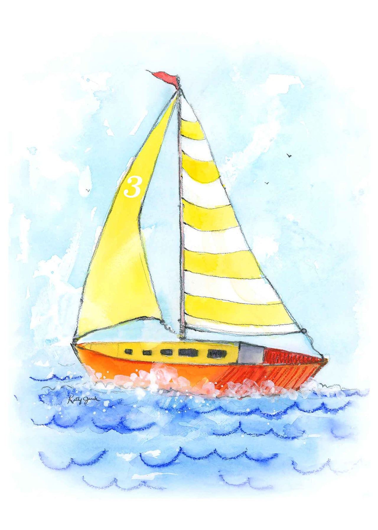 Yellow Sailboat Print