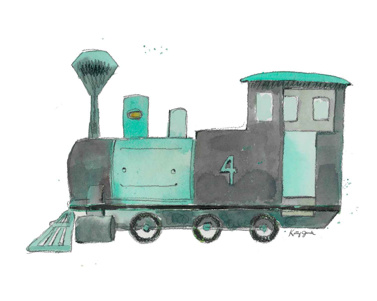 Mint and Gray Train Print (download)
