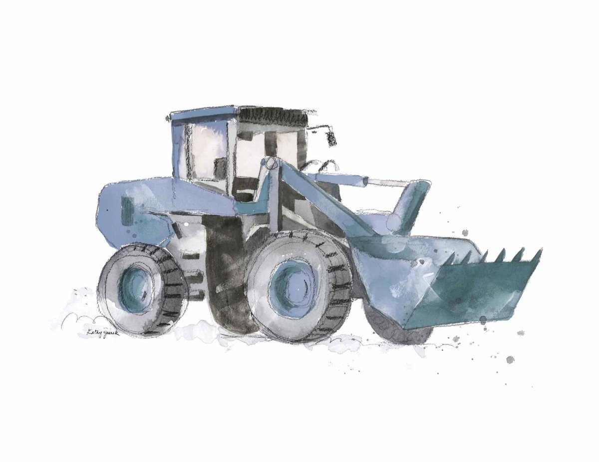 Blue Gray Bulldozer Truck Print (download)