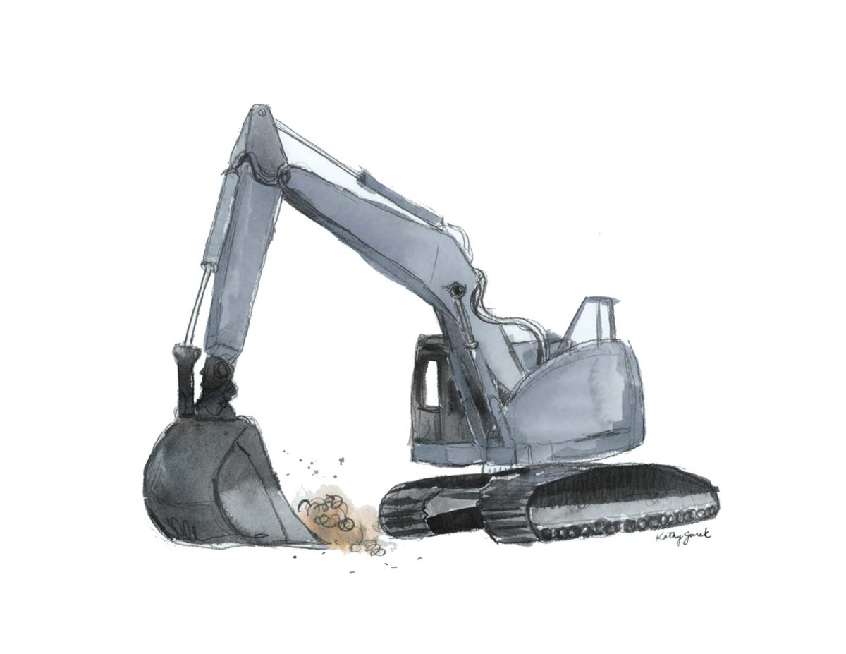 Gray Excavator Truck Print (download)