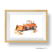 Thumbnail for Red Bulldozer Print 5x7 in with mat (8x10 in)