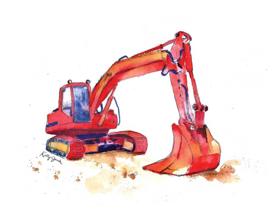 Red Excavator Print (download)