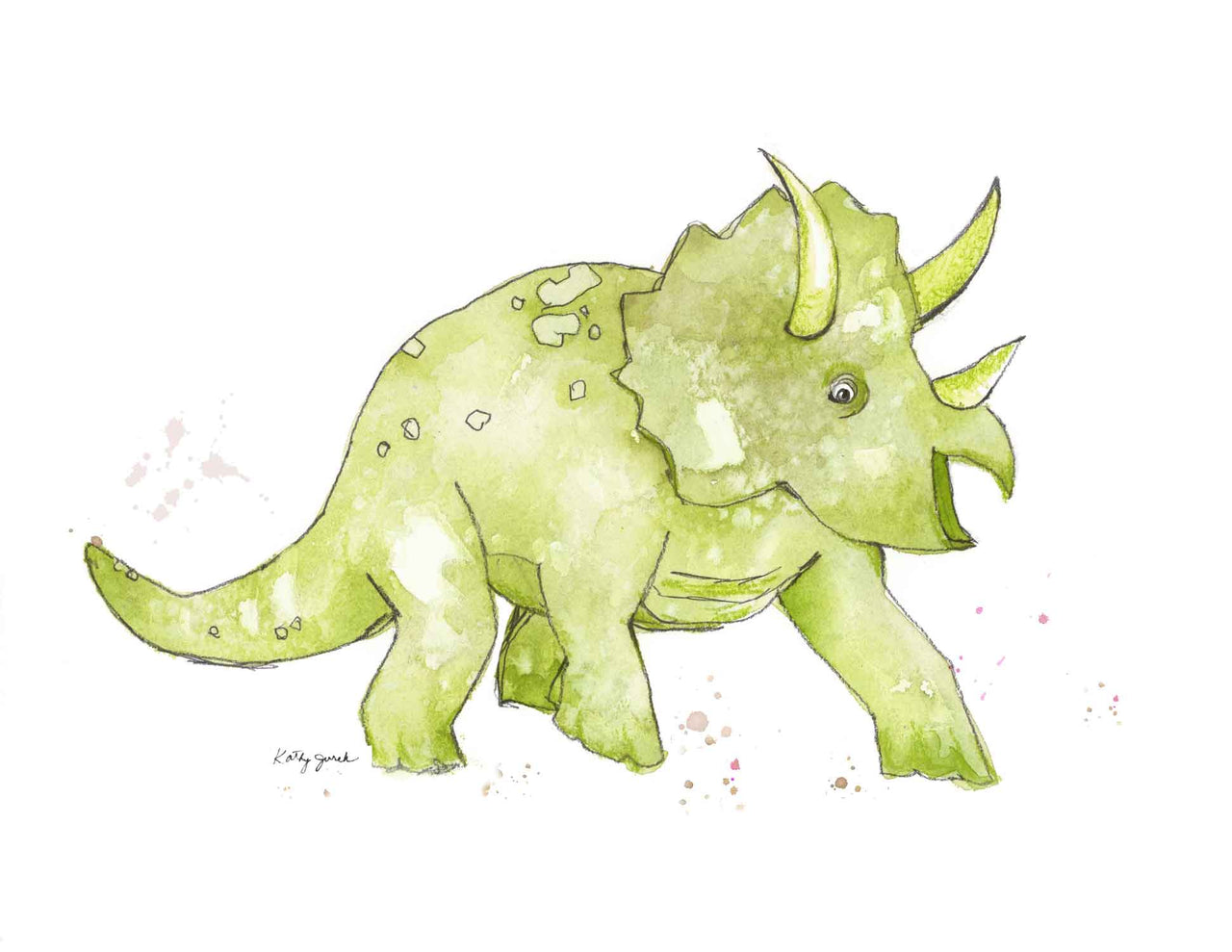 Olive Triceratops Print