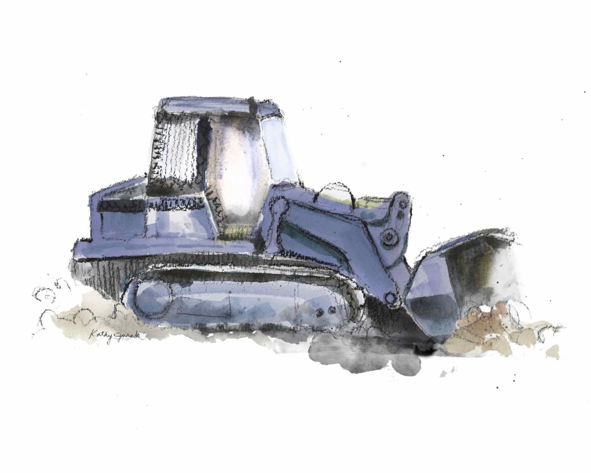Blue Gray Bulldozer Bucket Print (download)