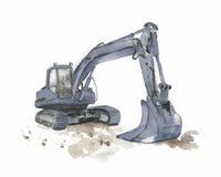 Thumbnail for Blue Gray Excavator #2 Print (download)