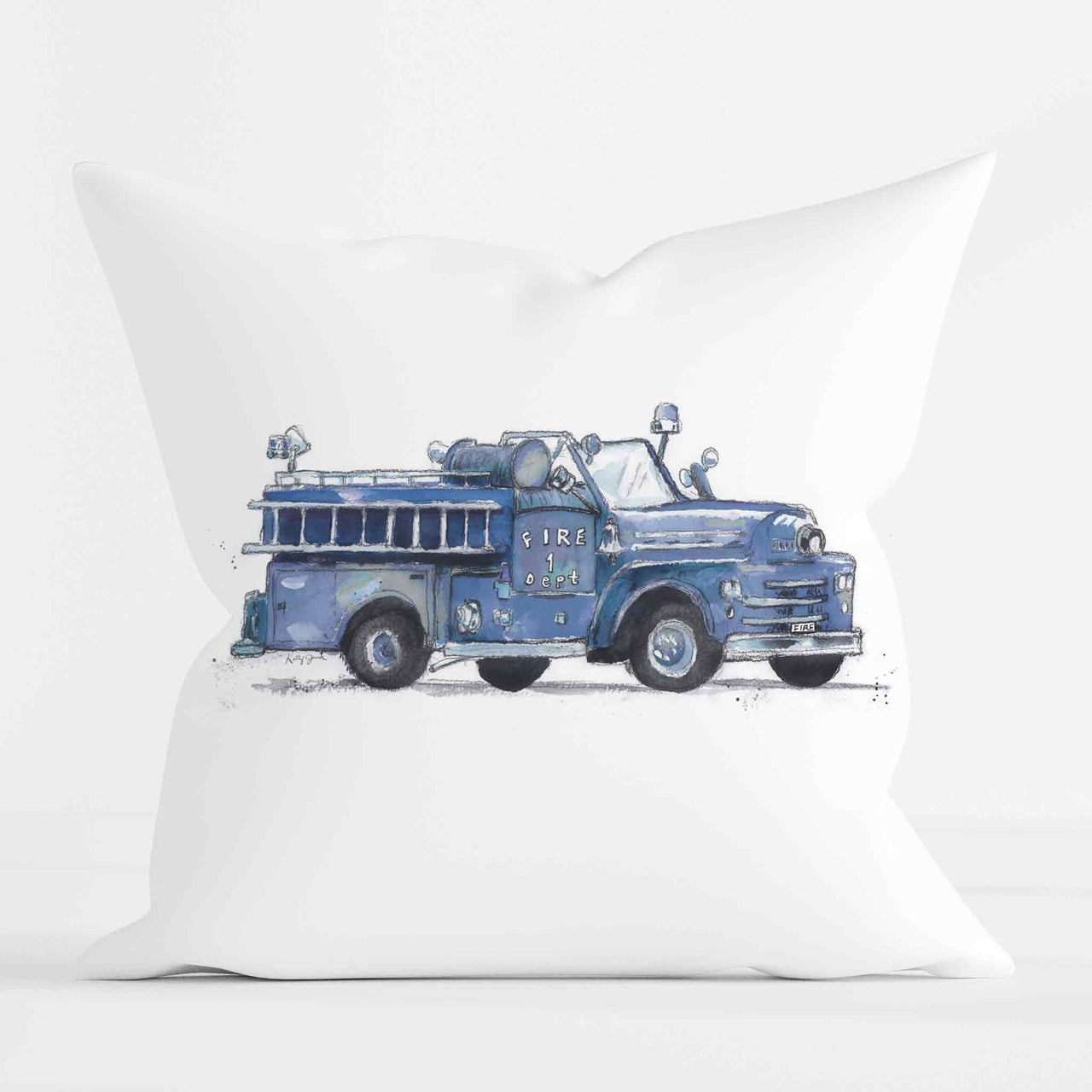 vintage fire truck pillow for kids rooms