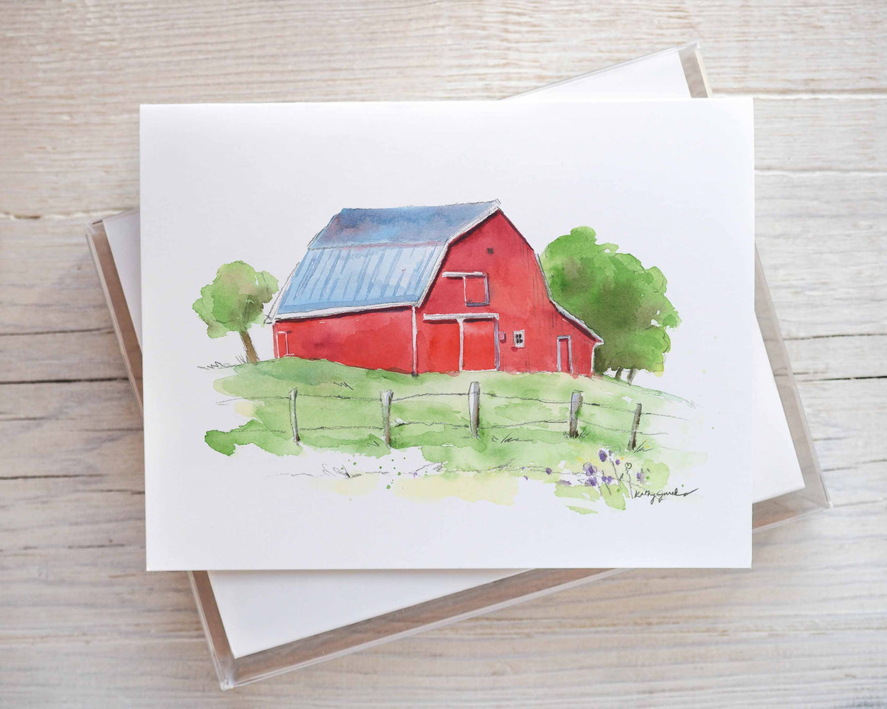 red barn note cards farm themed