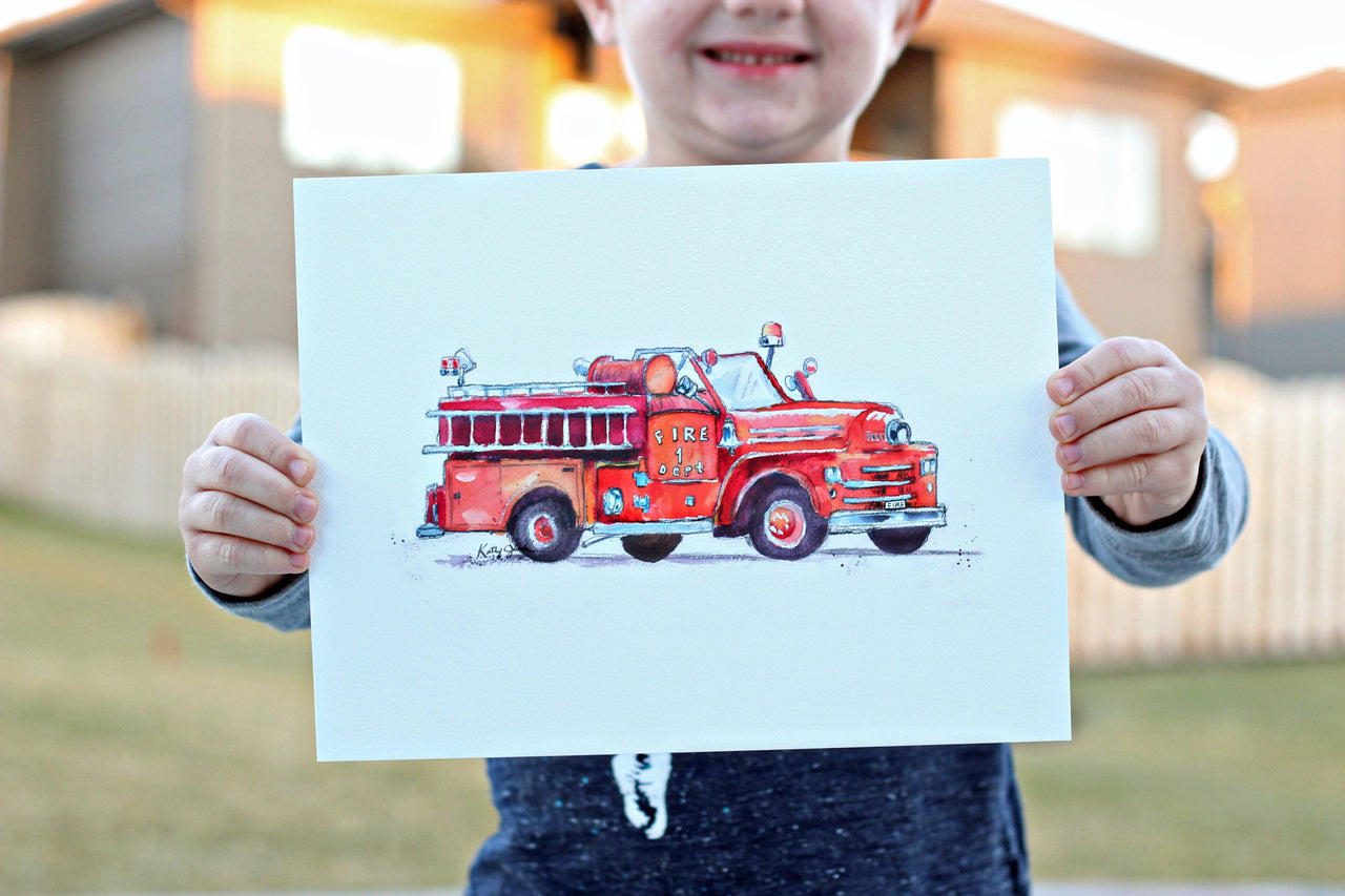 Vintage Fire Truck Print
