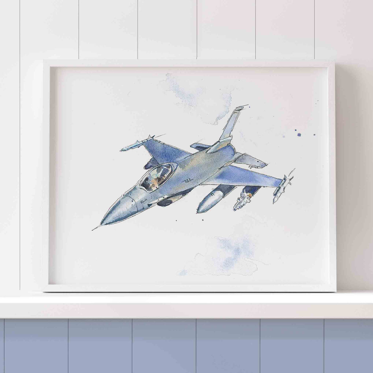 f16 fighting falcon military airplane print