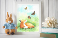 Thumbnail for Vintage Style Fox & Butterflies Print