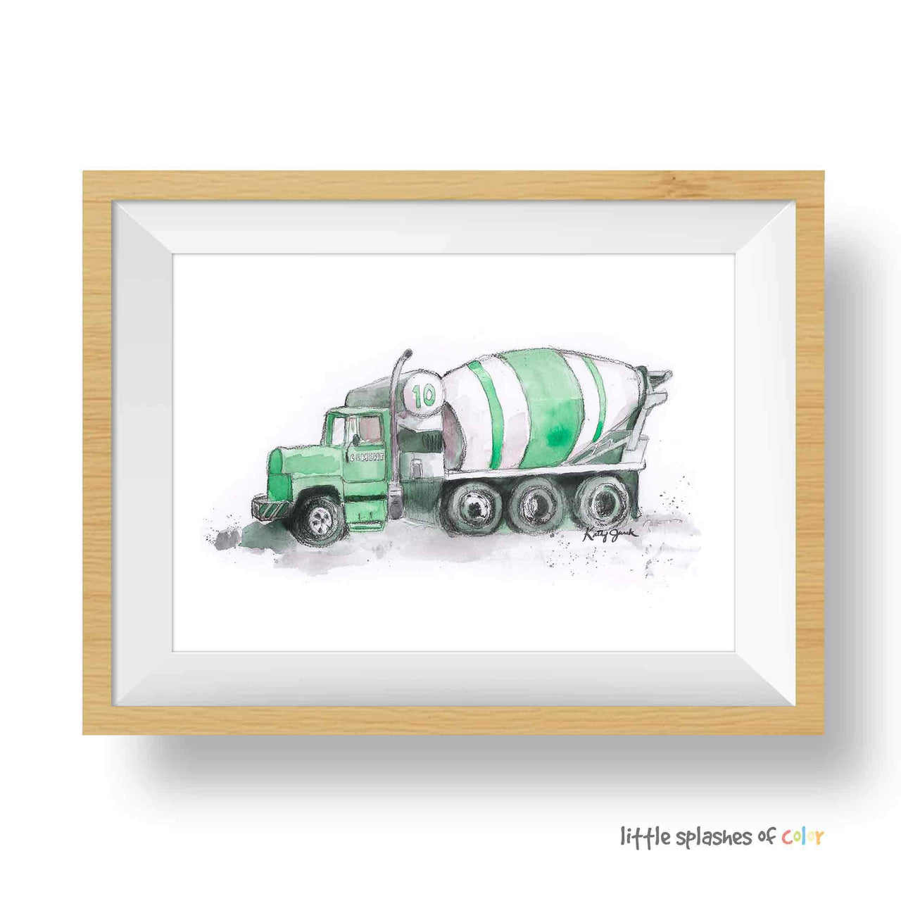 Green Cement Mixer Print