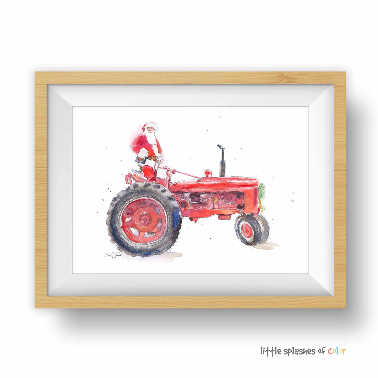 Red Tractor Print #12 (with Santa Lou)