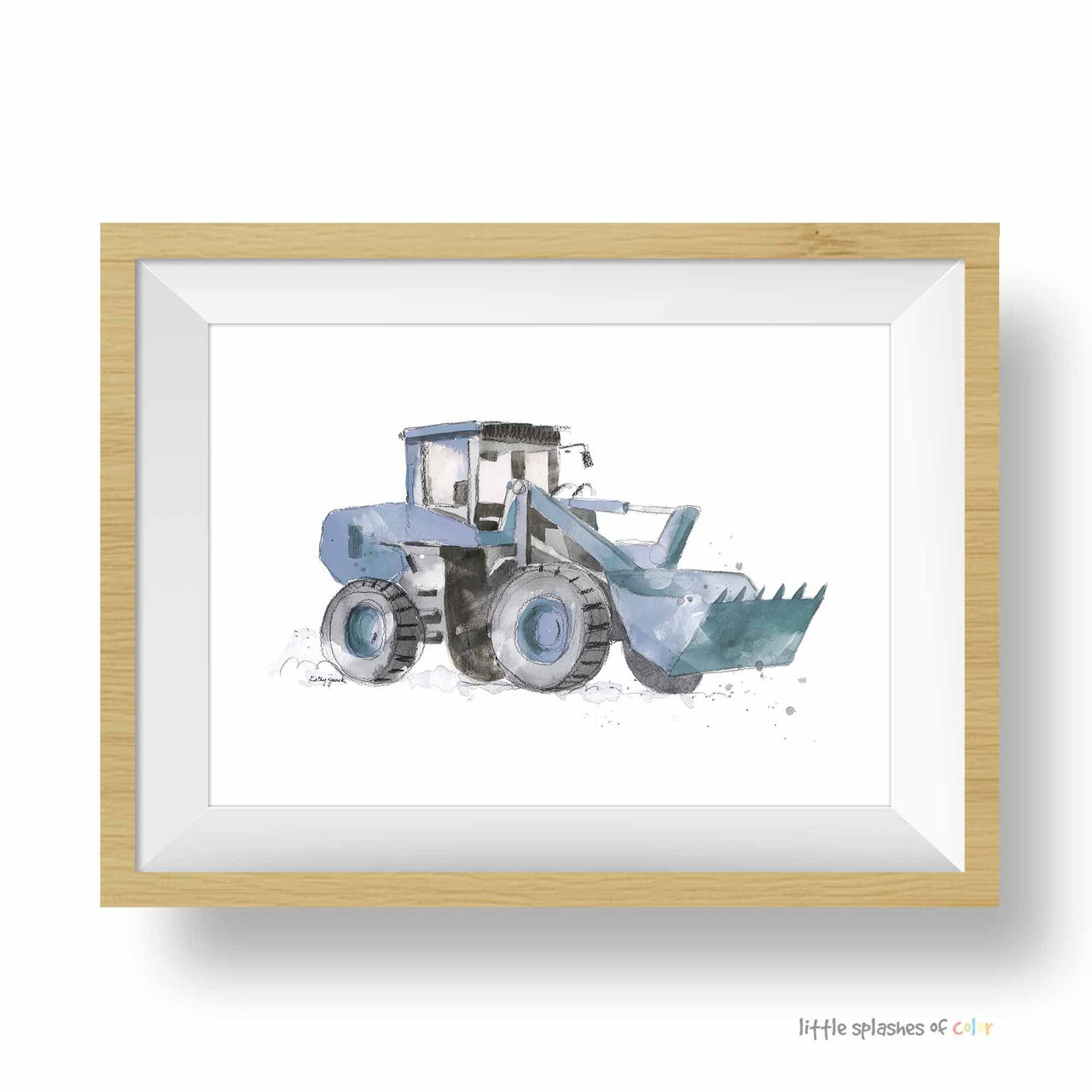 Blue Gray Bulldozer Truck Print (download)