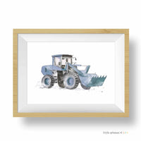 Thumbnail for Blue Gray Bulldozer Truck Print (download)