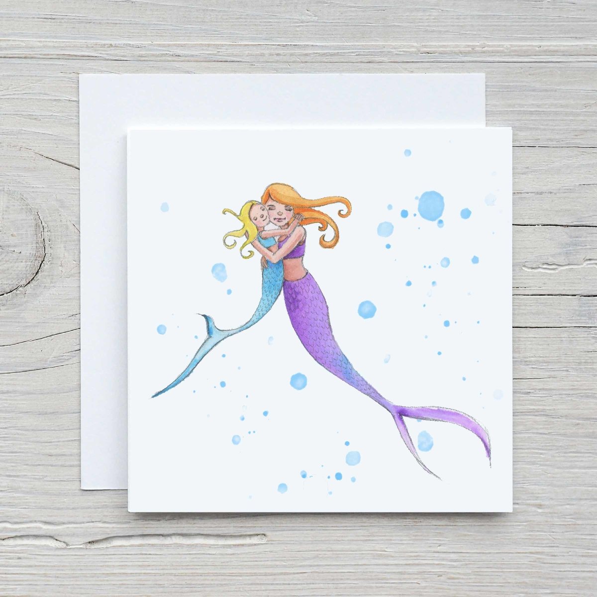 Mermaid and Child Greeting Card  Birthday Card for Girl – Little
