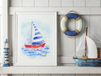 Thumbnail for Blue Sailboat Print