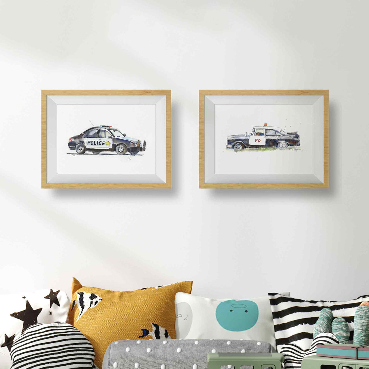 police car wall art for kids