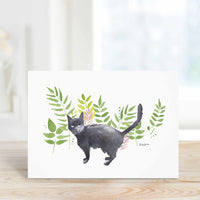 Thumbnail for black cat with green ferns botanical card