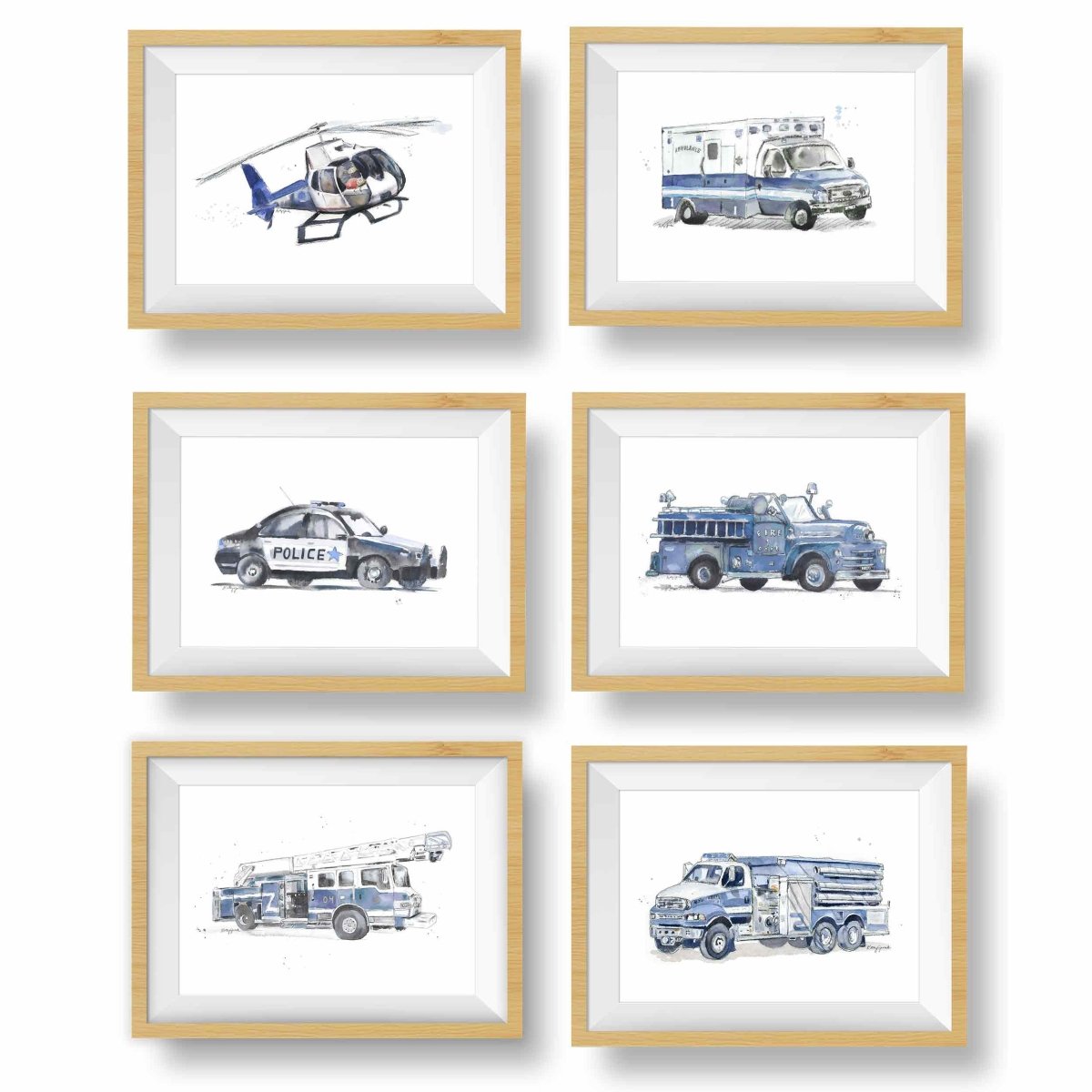 rescue vehicles wall art