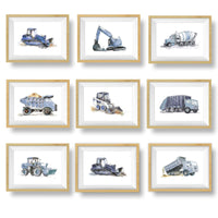 Thumbnail for Blue Gray Construction Truck Prints Set