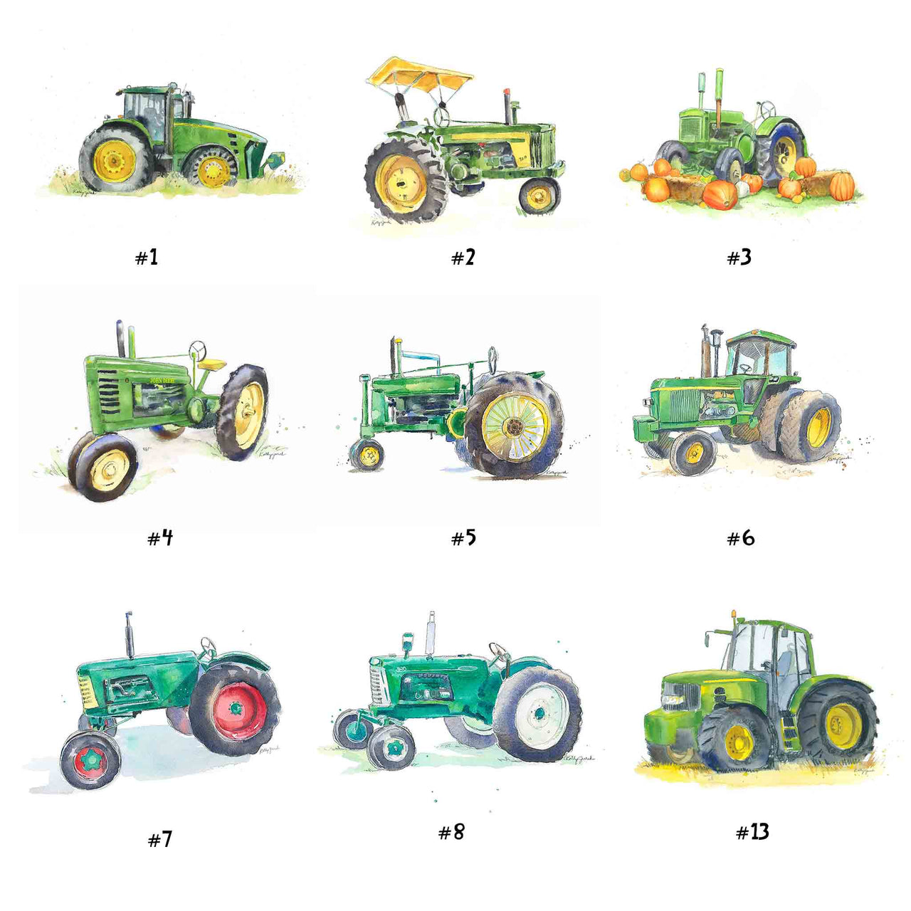 green tractor pillow choices