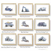 Thumbnail for Blue Gray Construction Truck Prints Set