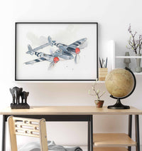 Thumbnail for P 38 Lightning Airplane Print