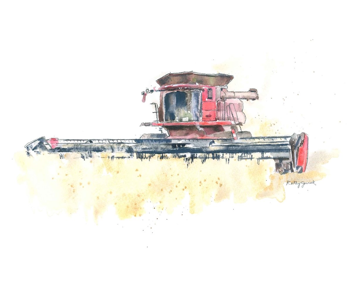 red combine digital download print