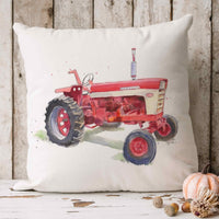 Thumbnail for mockup of farmall red tractor watercolor design on 18 x 18 inchthrow pillow 