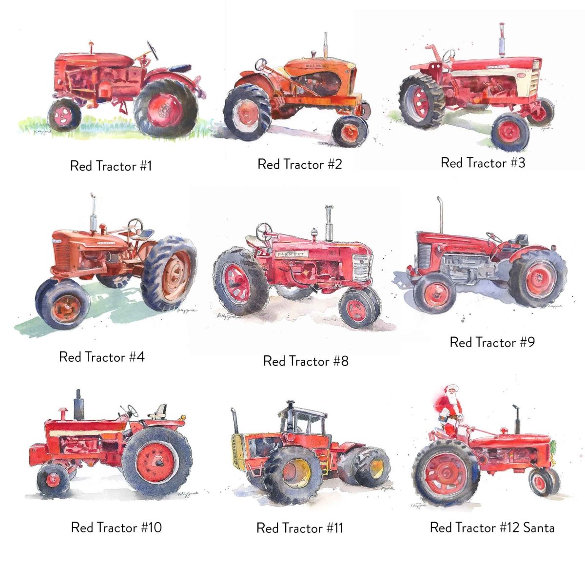 nine red tractor pillow design choices