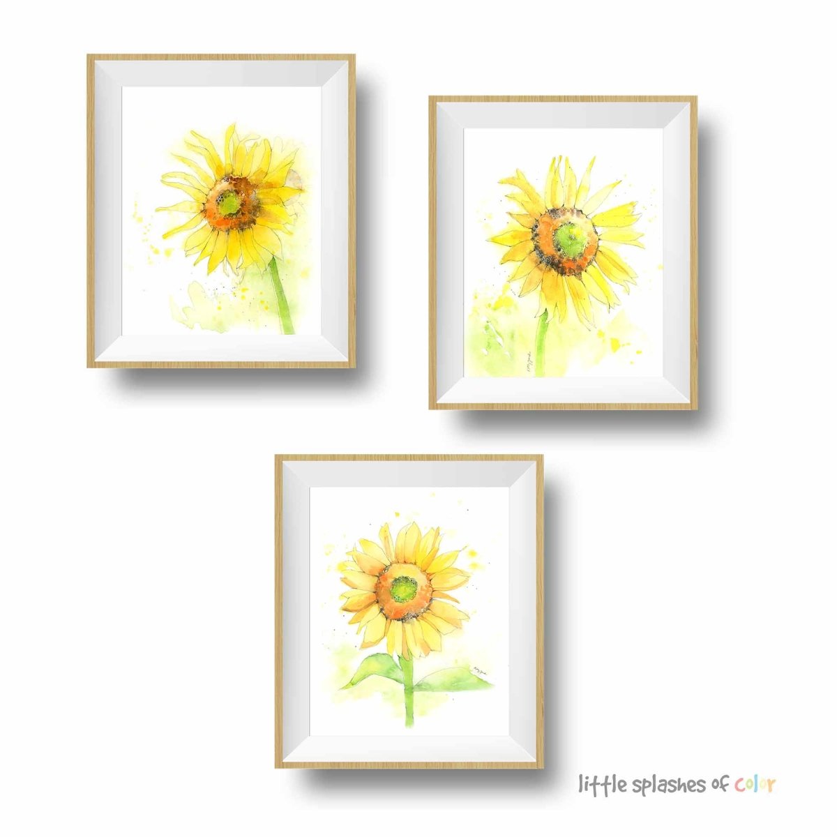 set of 3 prints boho sunflower prints