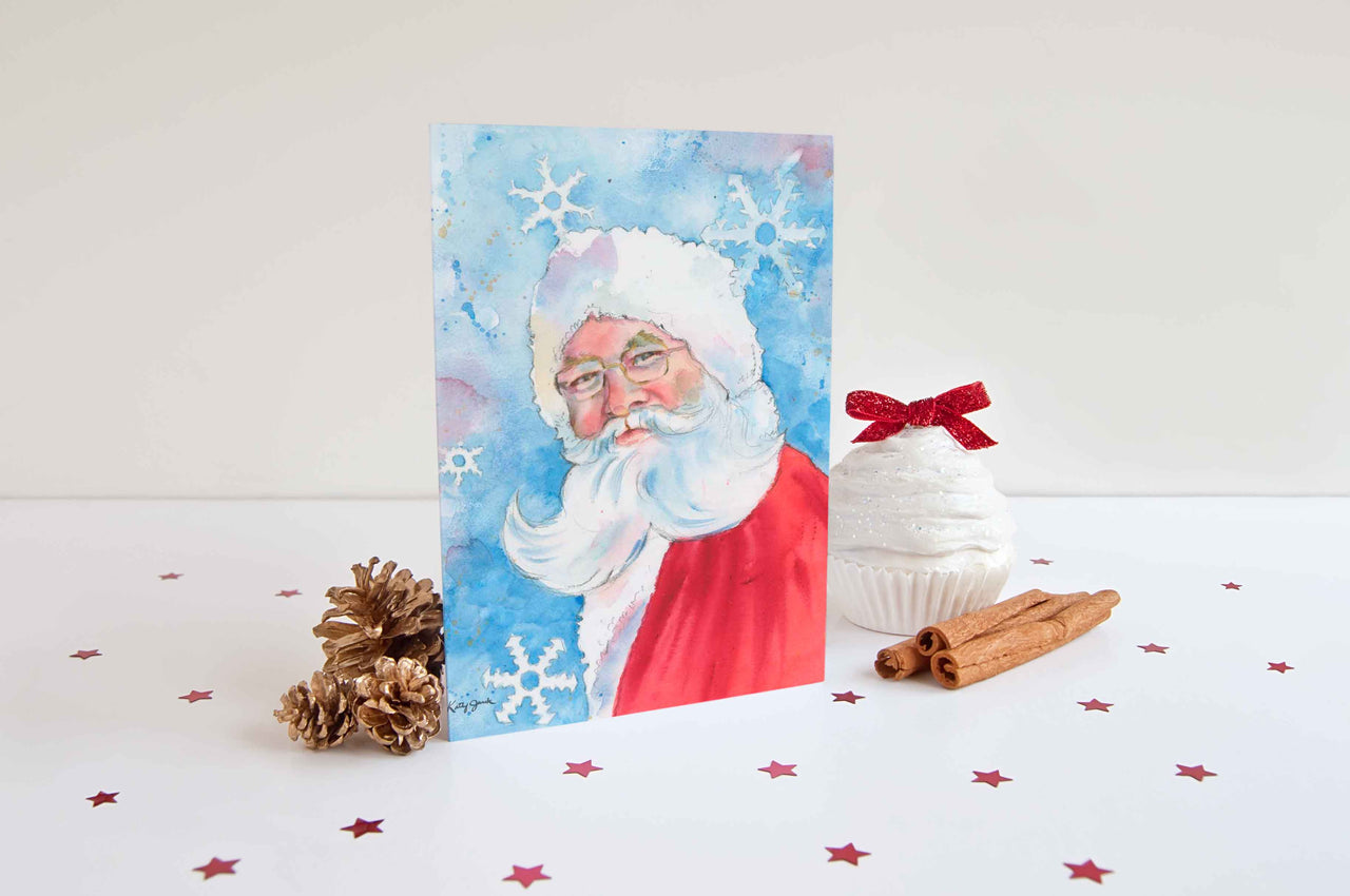 Santa Watercolor Christmas Cards