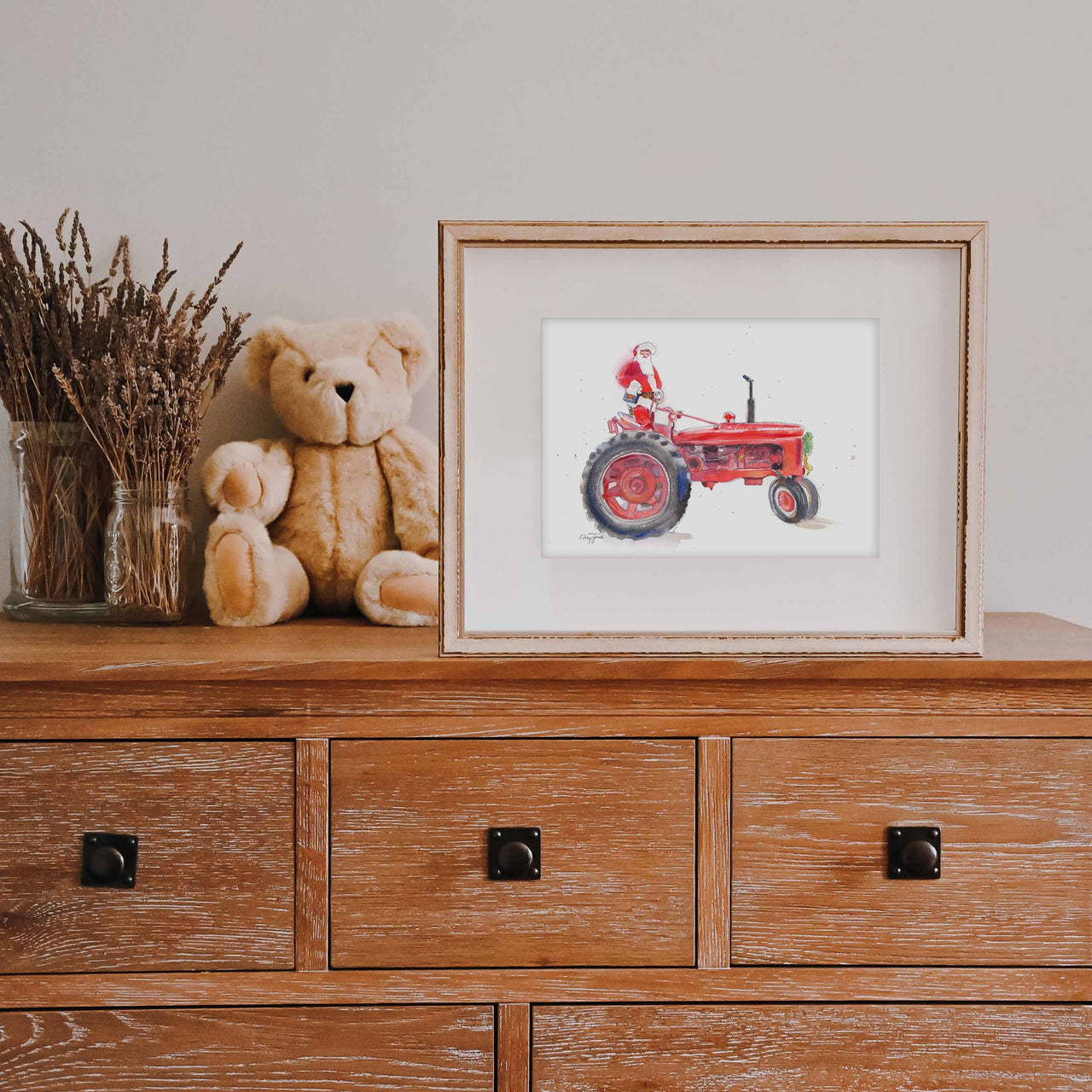 Santa Claus on Red Tractor Print (download)