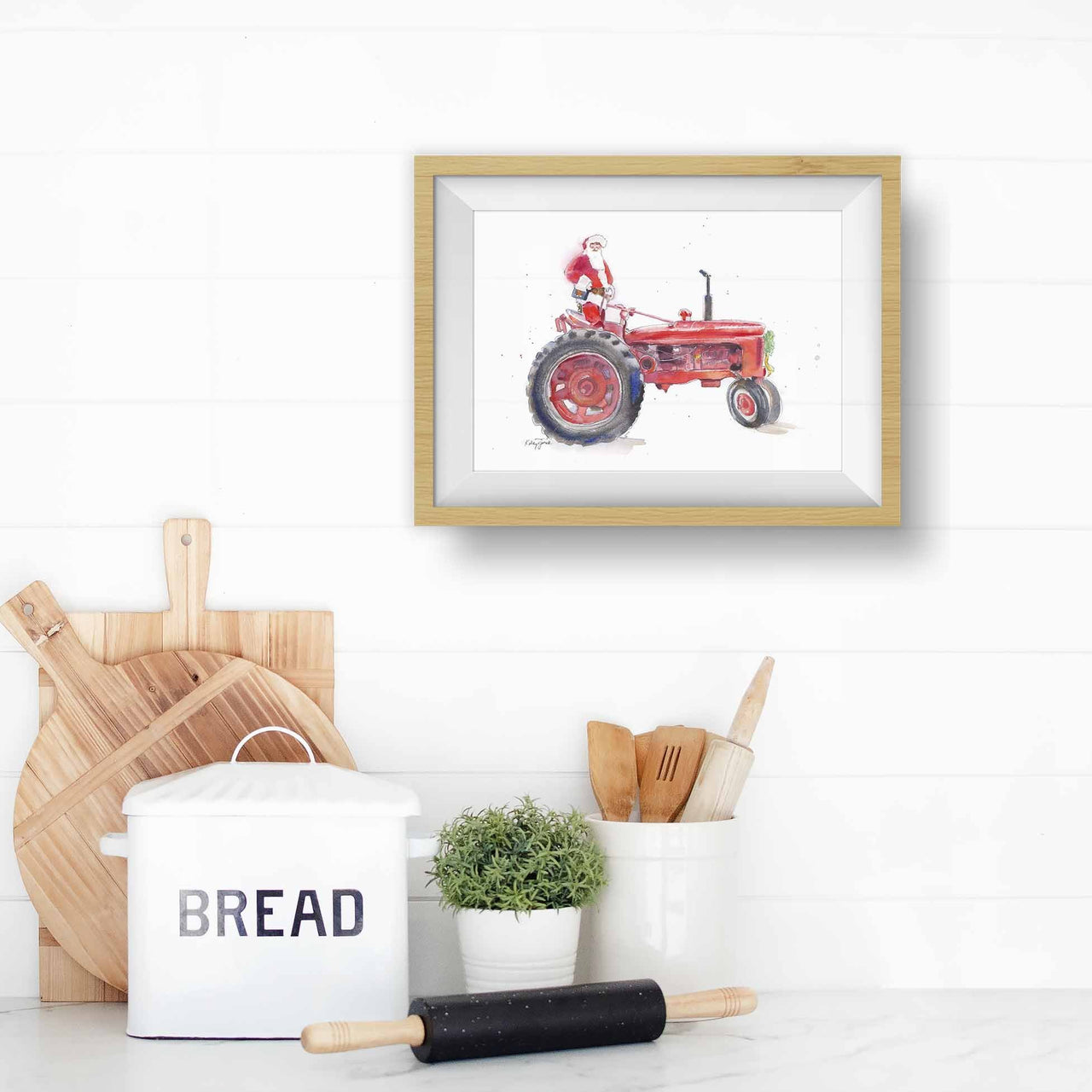 Red Tractor Print #12 (with Santa Lou)