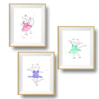 Thumbnail for Set of 3 Ballerina Cat Art Prints