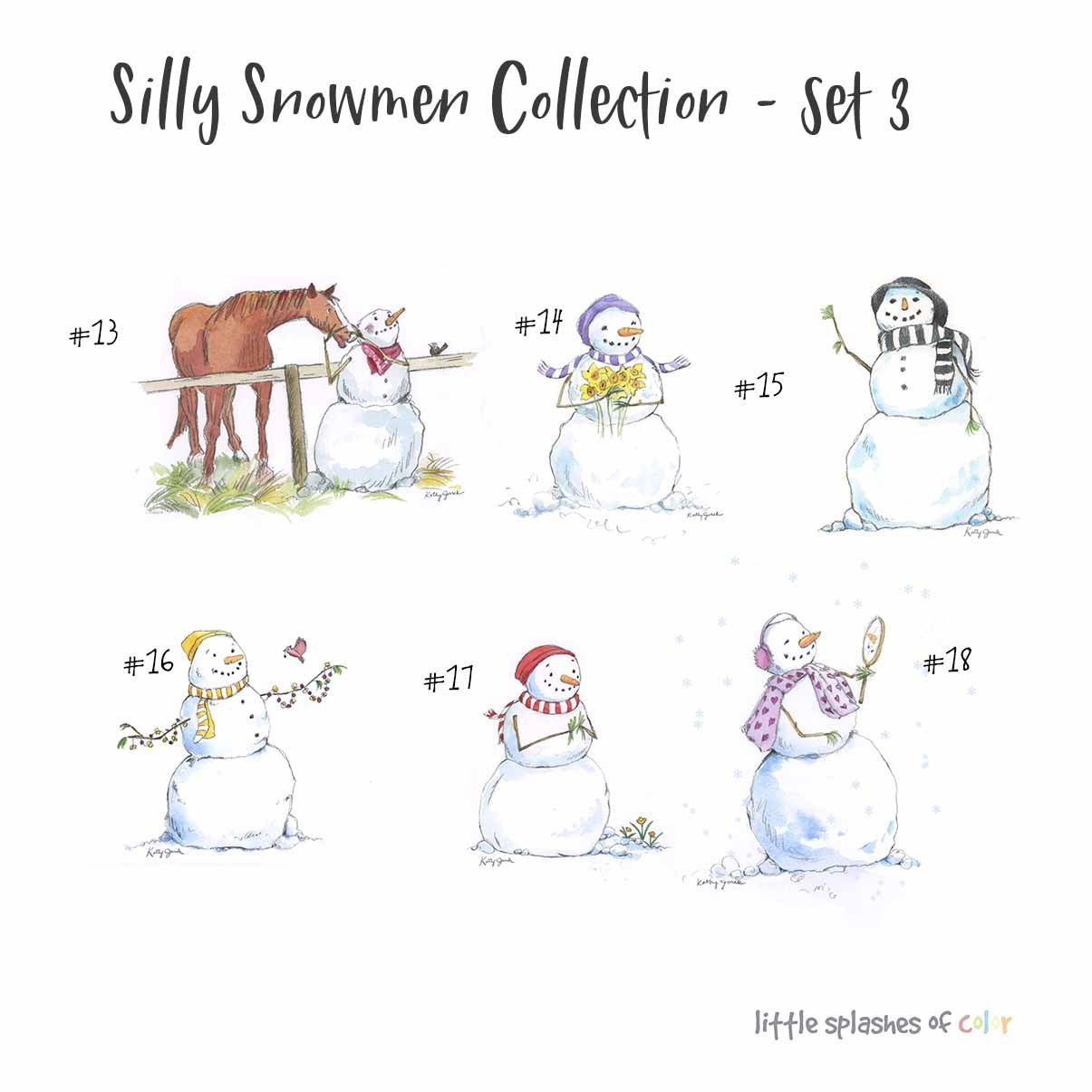 whimsical snowman note cards for kids