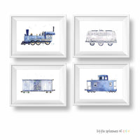 Thumbnail for set of 4 train printables boys room