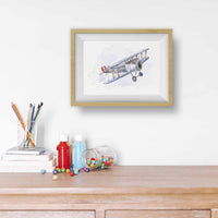 Thumbnail for Blue Gray Red Biplane Print