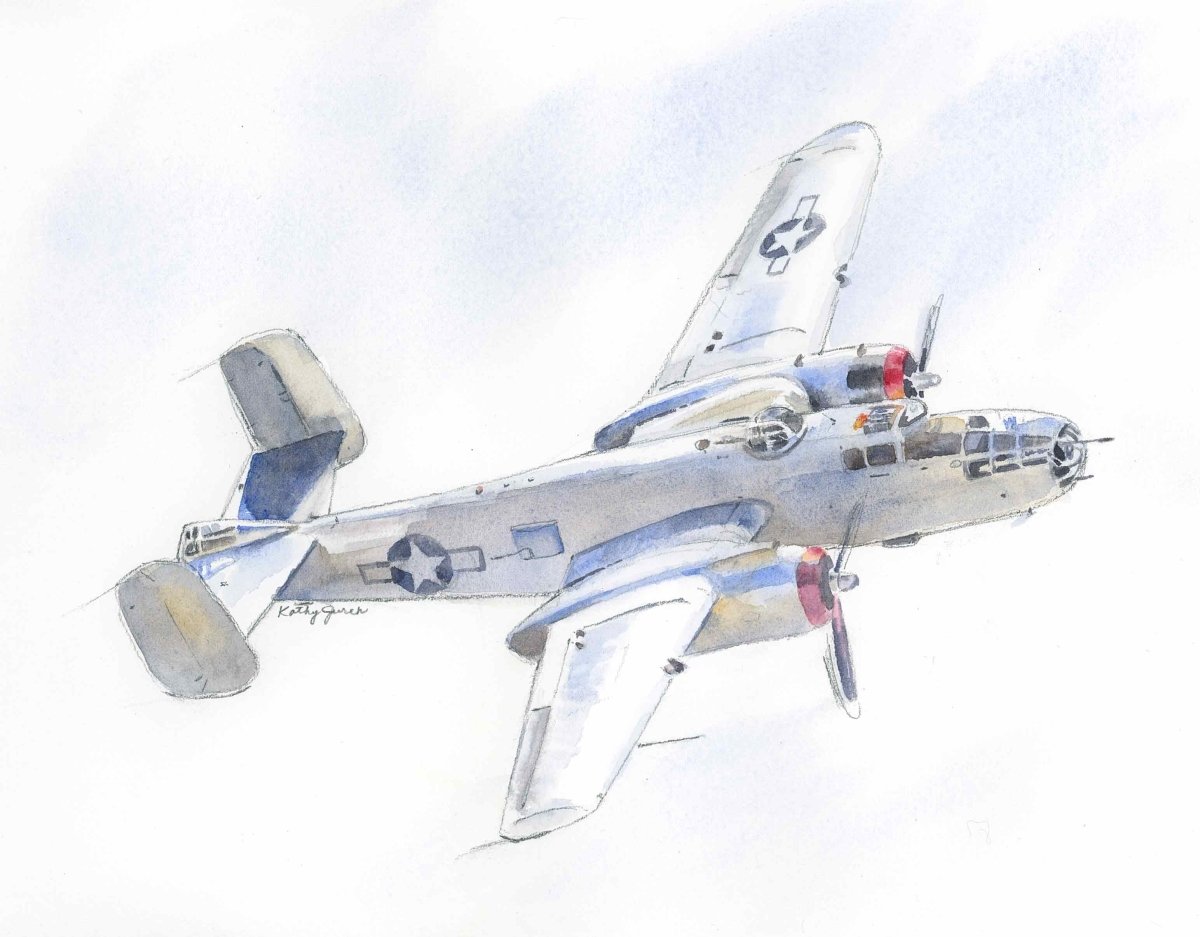 B25 Mitchell Airplane Print for kids rooms