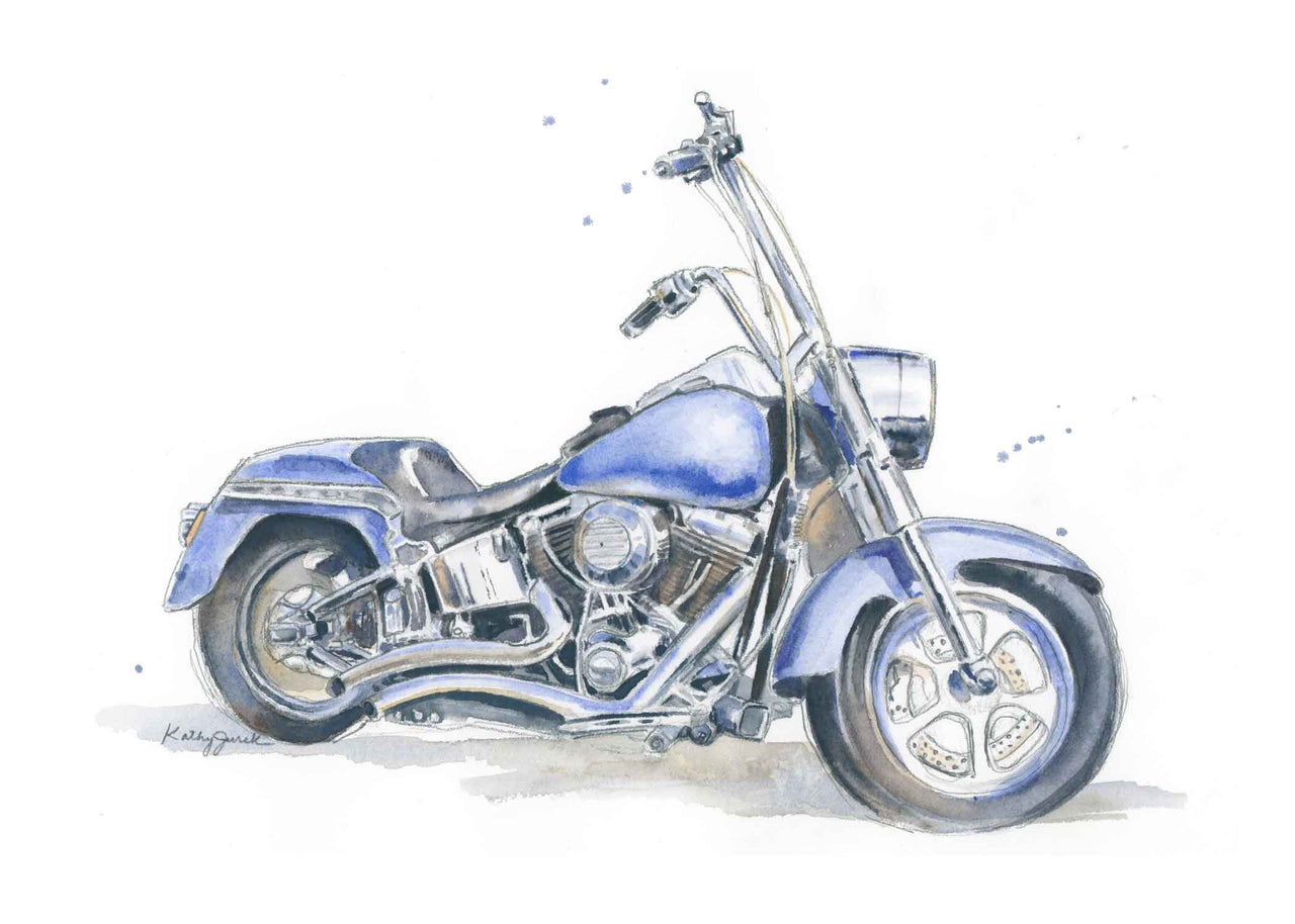 blue motorcycle print